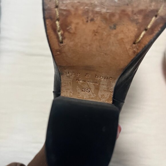 Rag & Bone Black Leather Heeled Ankle Booties Size 35 - Picture 4 of 8